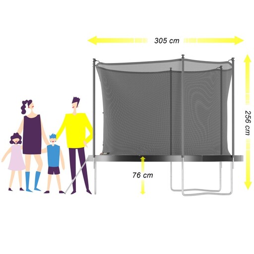 Cama elástica de 305 cm (10 pés) com rede de proteção para uso interno, tapete de segurança e escada.
