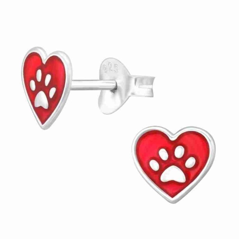 Boucle d'oreille pate coeur en argent 925