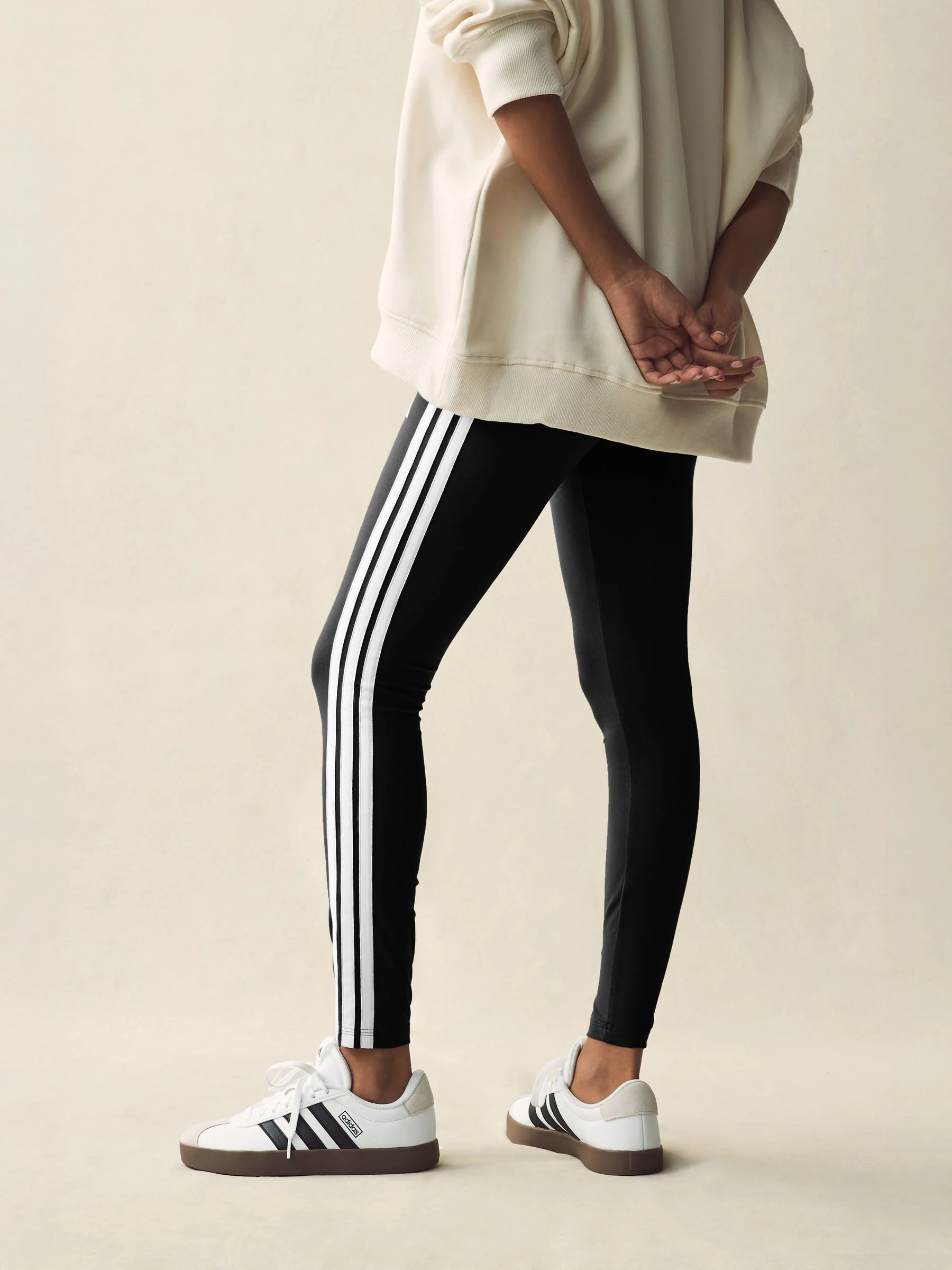 Zwart wit - adidas Essentials katoenen legging met 3 strepen