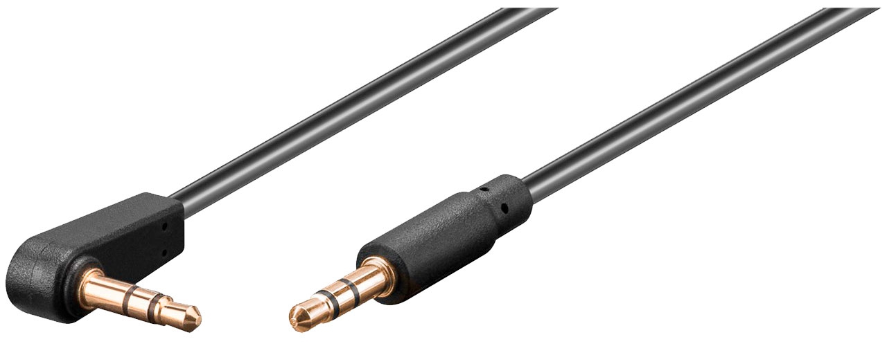 Goobay AUX, 3,5 mm stereo 3-pol., slim, CU, abgewinkelt Audio Verbindungskabel 0,5m
