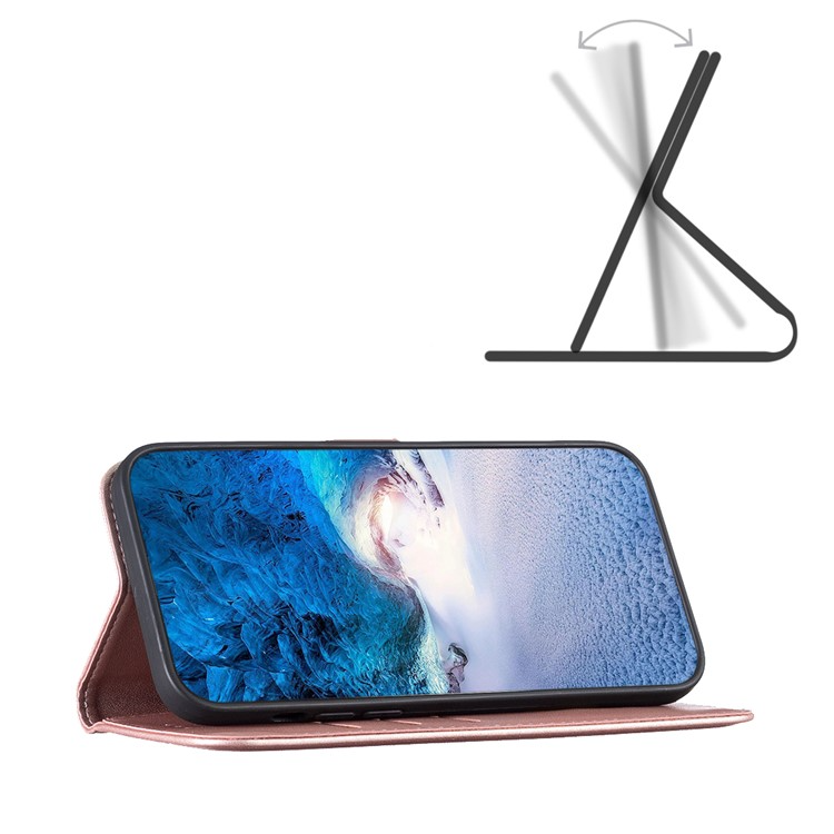 Samsung Galaxy A26 / A17 Leder Tasche Flip Cover mit Kartenfächer - Roségold