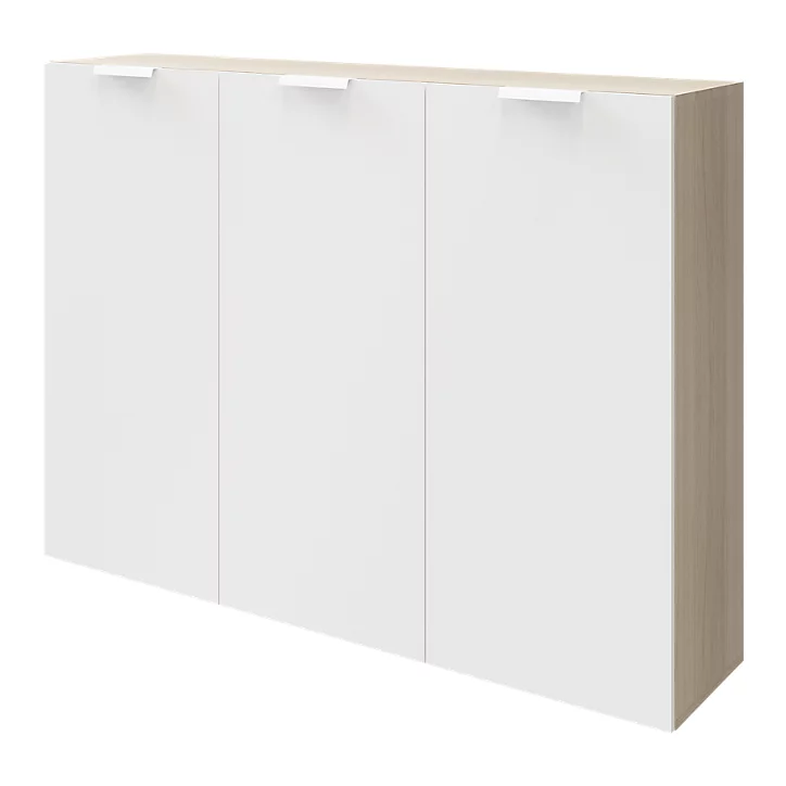 Buffet effet chêne 9 cases 3 portes blanches GoodHome Atomia H. 112,5 x L. 150 x P. 37 cm
