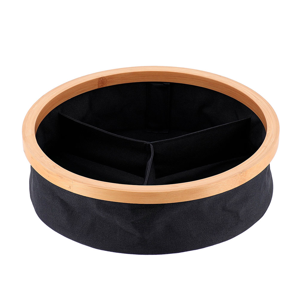 Panier rond chic intérieur 3 compartiments noir 30x30x3.5cm