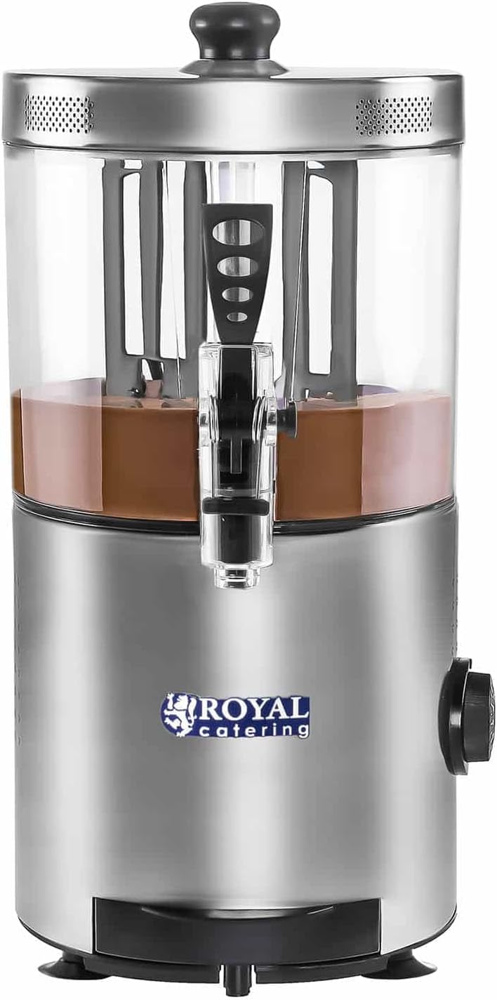 Royal Catering RCSS-3 Kakaodispenser Schokoladenspender (3 L Kapazität, 1.200 W, 90 °C, Rührflügel) Silber