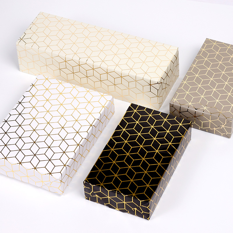 (4er Set) 70x50cm Geschenkpapier Deko Geschenk Verpackung mit Geometrischem Muster - Weiss / Beige / Schwarz