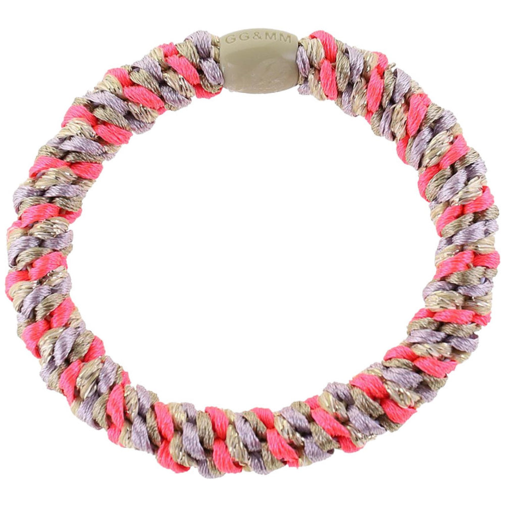 Køb Bow's by Stær Flettet Hårelastik - Multi Neon Pink/Grå/Lilla Glitter 6-Pak