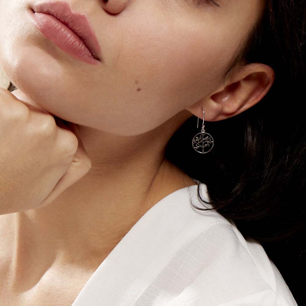 Boucles D'oreilles Pendantes Mely Argent Blanc