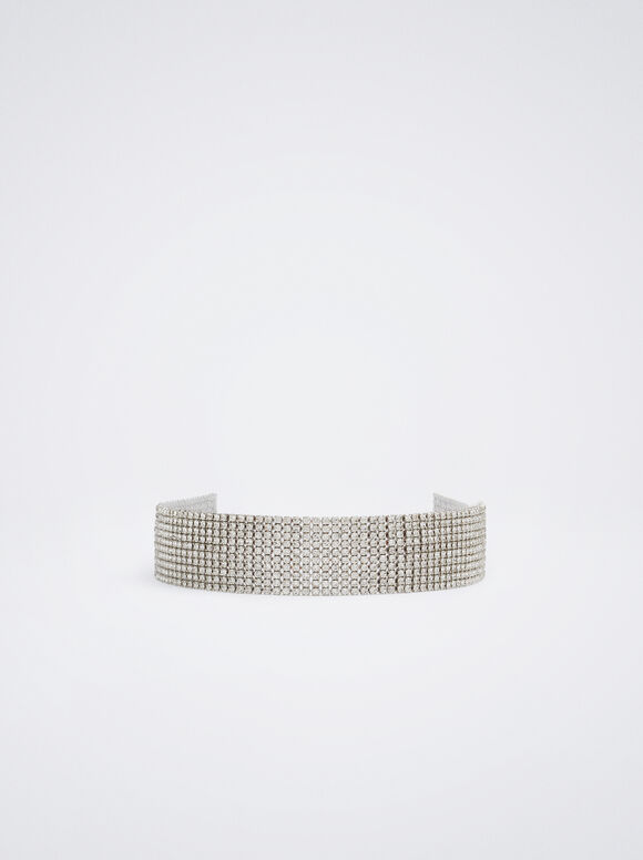 Gargantilha com diamantes - folheada a ouro