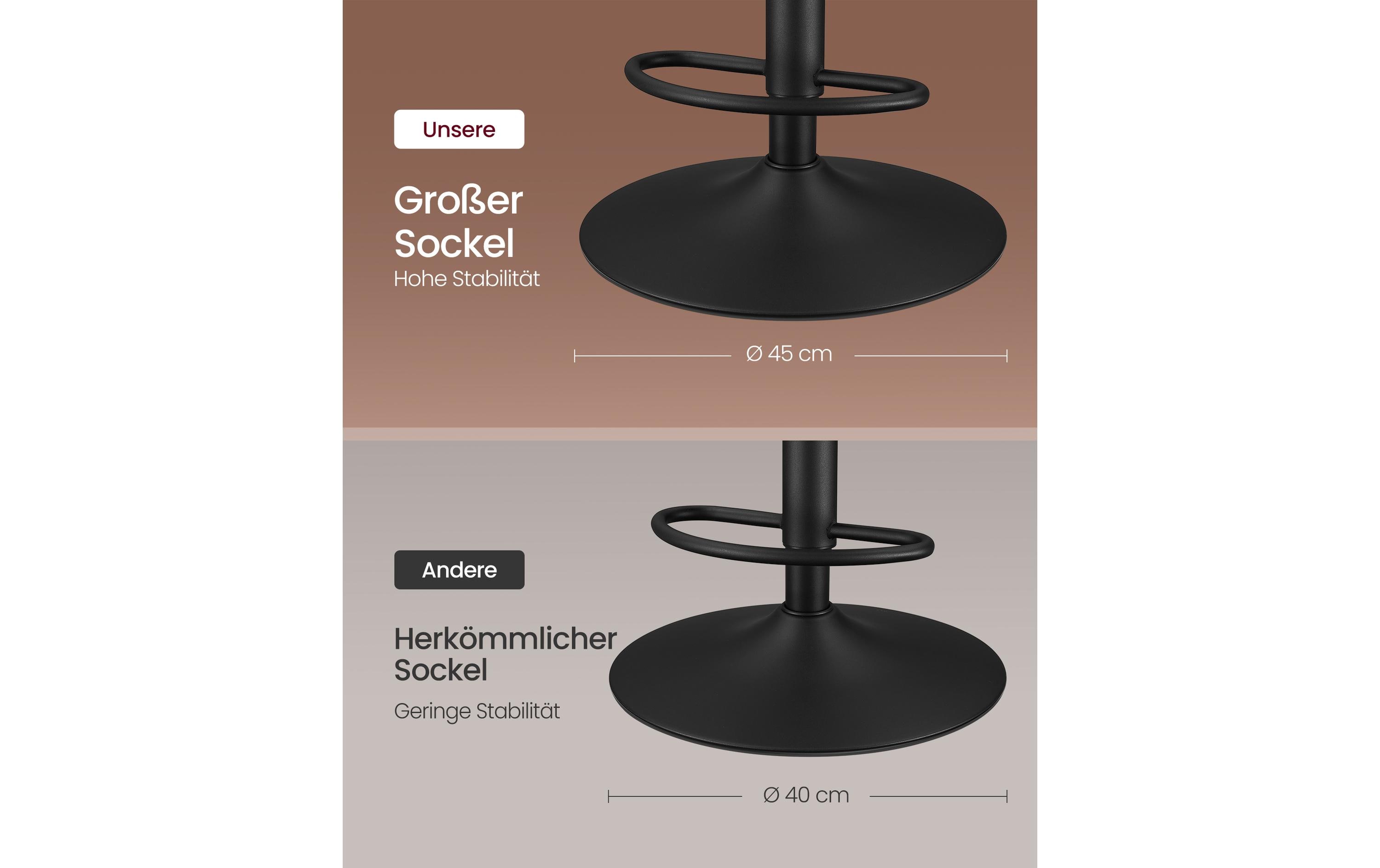 Barhocker 2er Set 48 x 90 cm/112 cm, Braun<br>Stabile Barstühle aus Kunstleder mit Rückenlehne