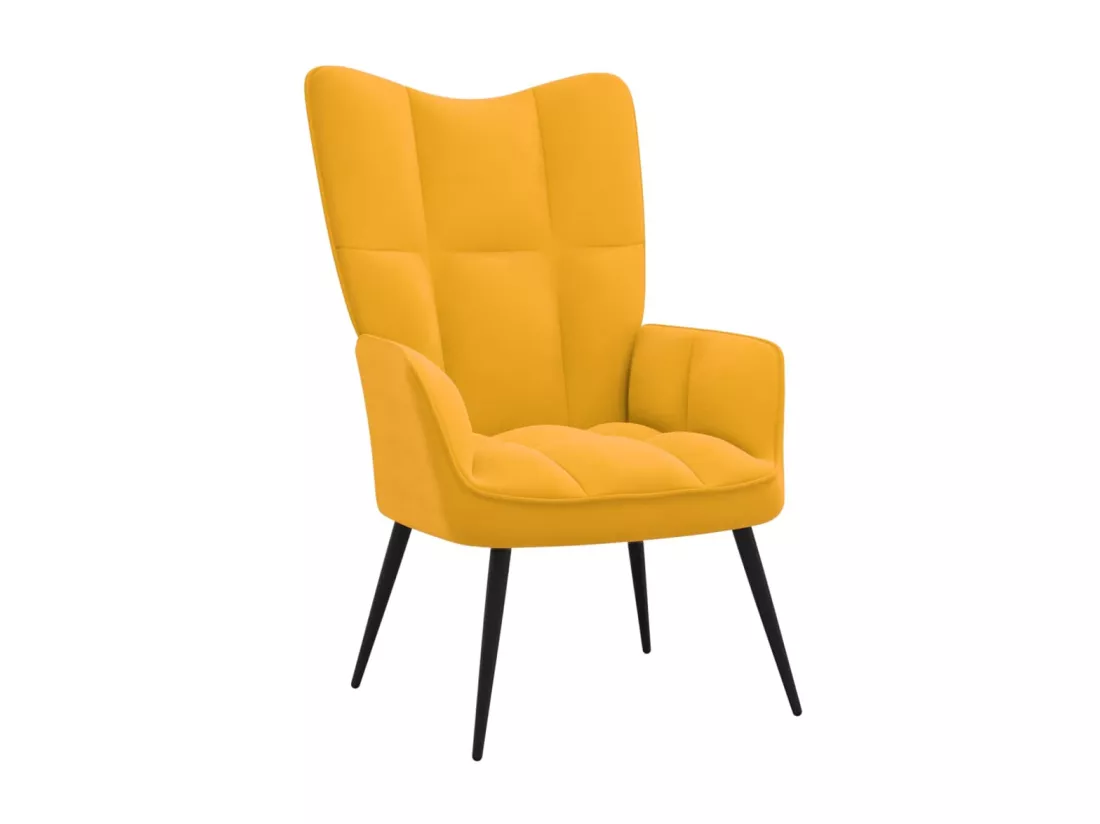 Chaise de relaxation avec repose-pied Jaune moutarde Velours