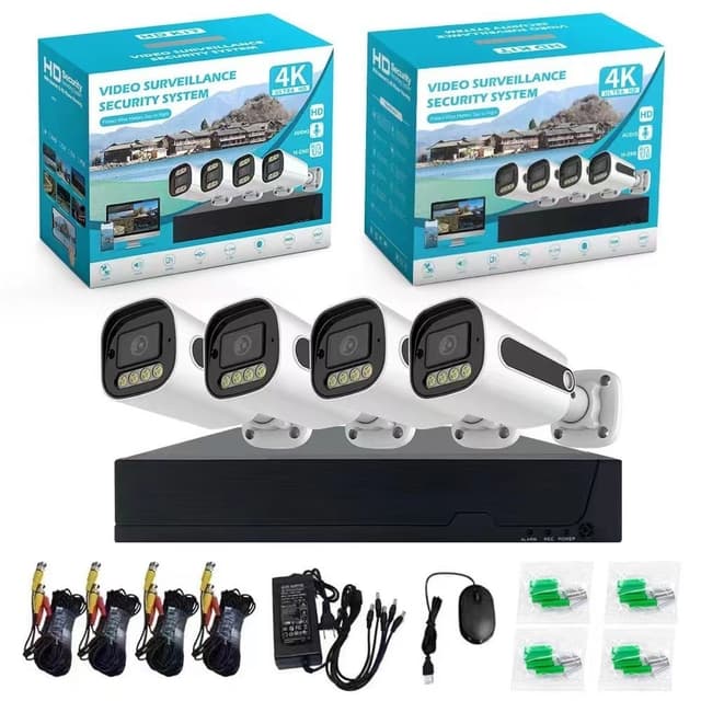 4-kanals DVR-kit overvågningskamera HD-sikkerhed CCTV-system til udendørs brug