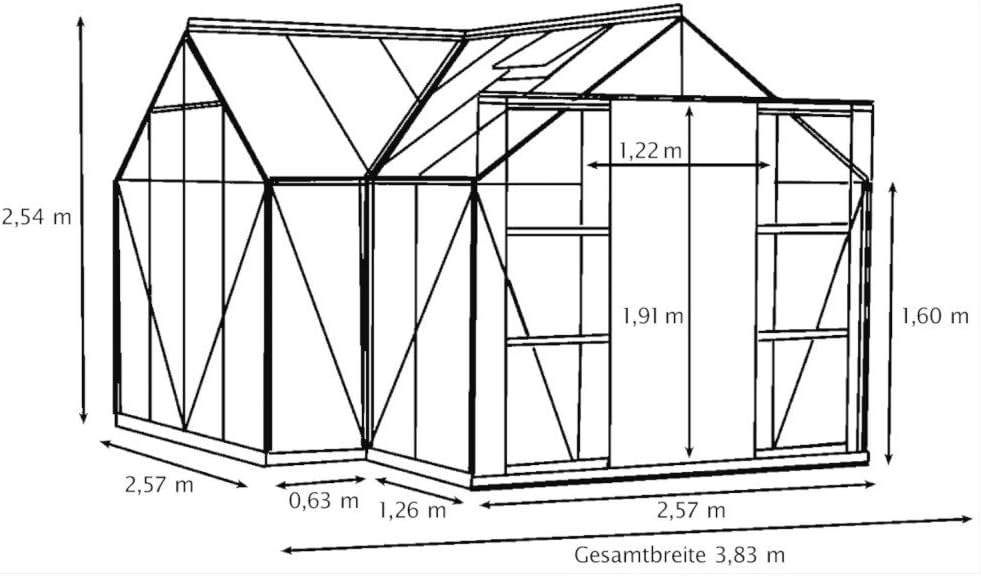 Alu-Gewächshaus Sirius ESG Grün Wintergarten 13 m² Orangerie inkl. Fundament