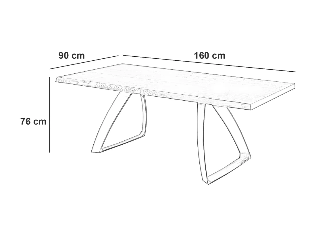 Bridge Table fixe (160 x 90 cm) en placage chêne noir