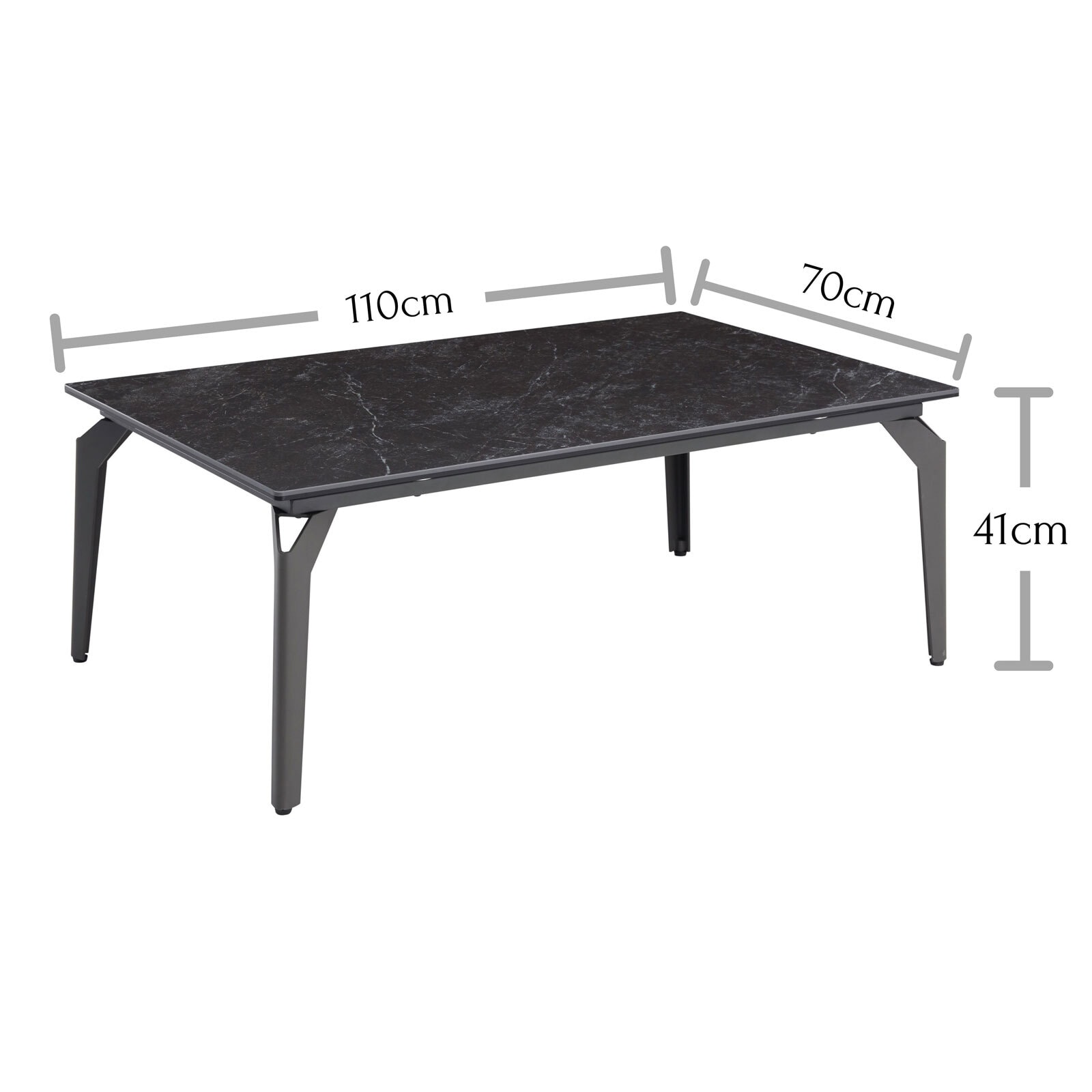 Couchtisch Bibi 110x40,5x70 cm Metall/Keramik schwarz