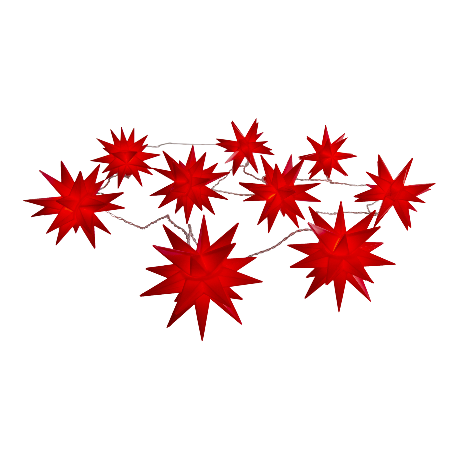 9er-LED-Weihnachtslichterkette - rot - 3D Sterne
