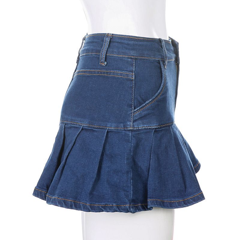 Cincine - Geplooide denim rok