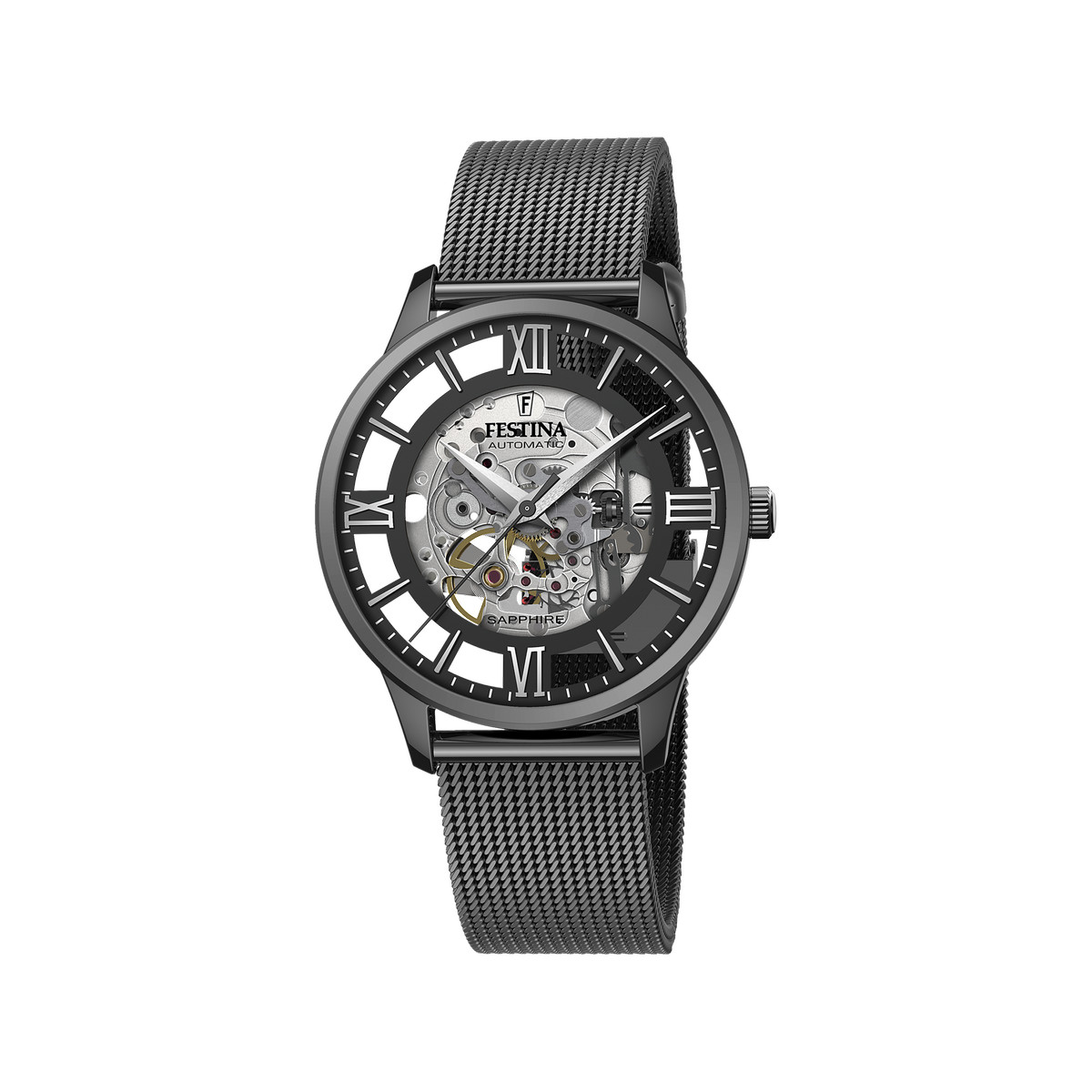 Montre Festina homme automatique bracelet acier noir