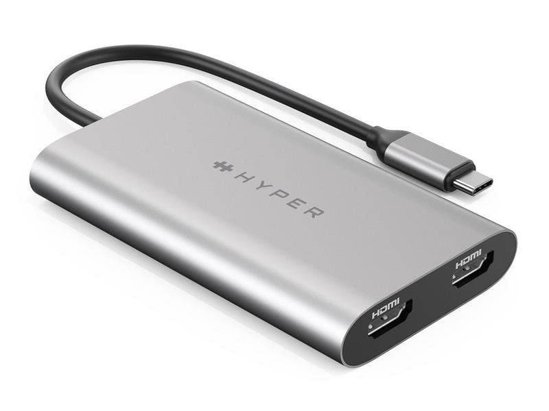 HYPER Adapter Dual 4K USB Type-C - HDMI USB-C auf HDMI-Adapter mit PowerDelivery