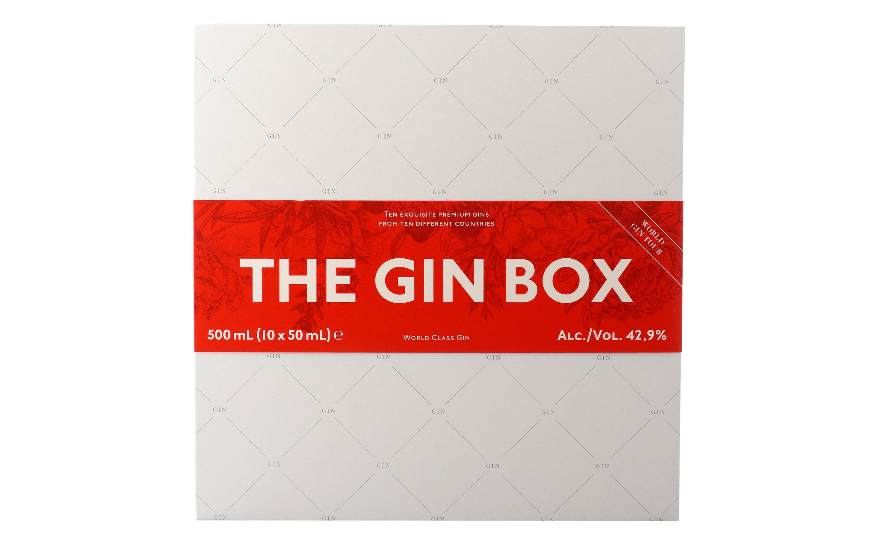 Geschenkbox The Gin Box «World Gin Tour» 10 x 50 mlGeschenkset mit hochwertigen Wacholder-Spirituosen