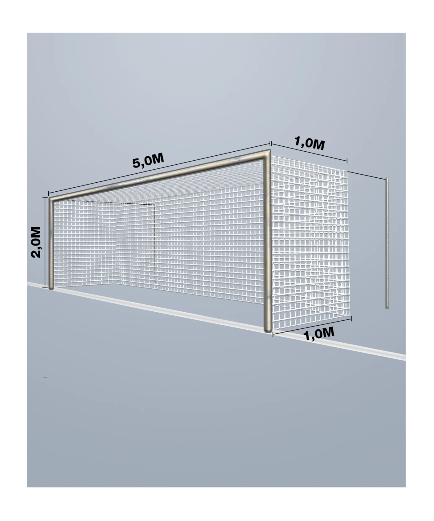 Cawila Tornetz 5,15x2,05m | Tiefe 1,0x1,0m | Maschenweite 12cm | Stärke 4mm | weiß