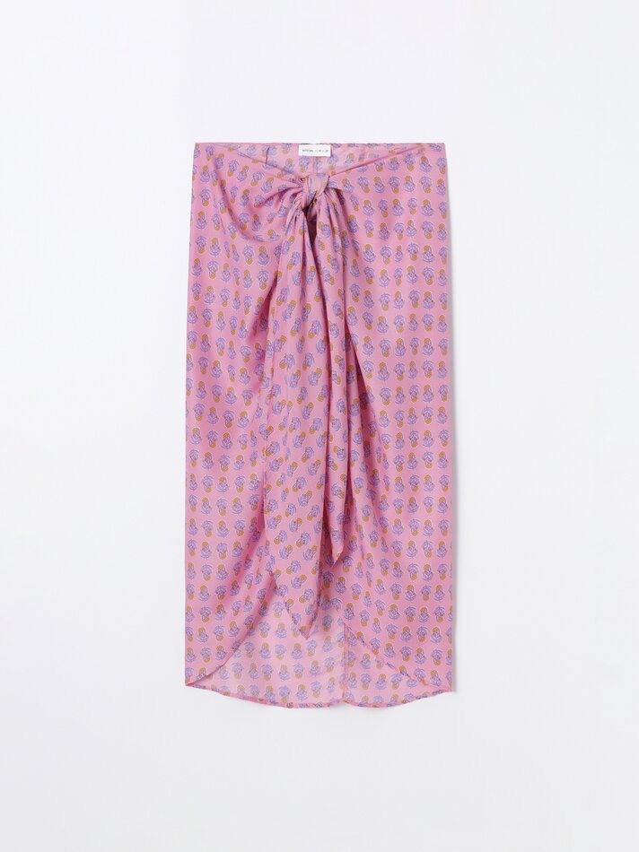 Saia pareô estampada - Rosa