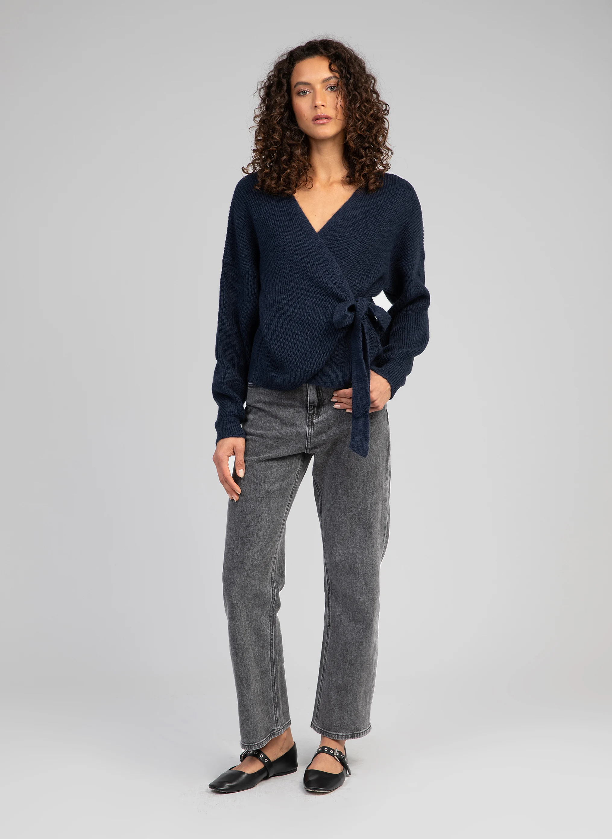 LENINONA - Cardigan col V| Bleu