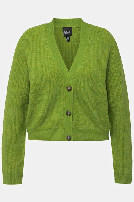Strickjacke, V-Ausschnitt, Knopfleiste, Raglanärmel