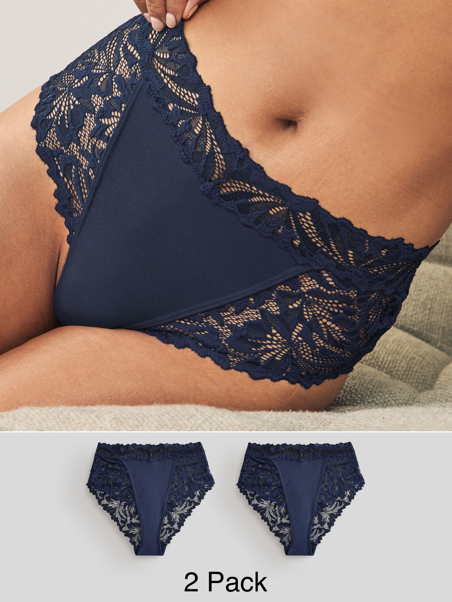 Marineblauw - Ultimate Comfort kanten slip verpakking van 2