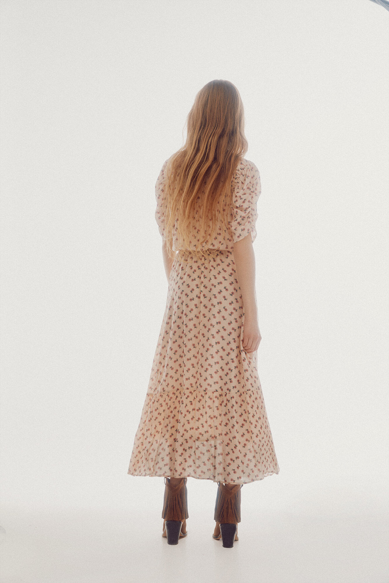 Vestido longo estampado - Estampa branca