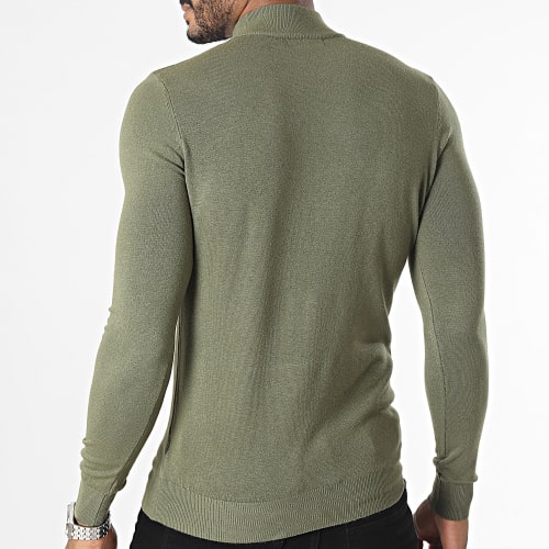 Pull Col Cheminée Vert Kaki