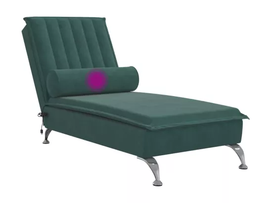 Prolenta Premium - Chaise longue de massage avec traversin vert foncé velours