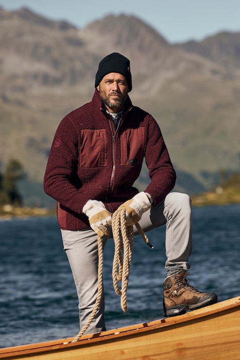 Teddyjacke, Outdoor, Nylon-Einsätze, Stehkragen, elastische Abschlüsse
