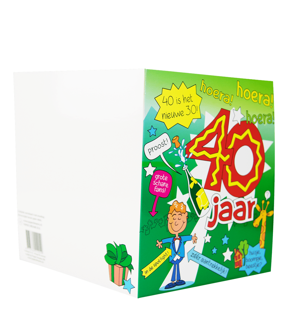 Verjaardagskaart 40 Jaar Man Cartoon 16,5cm
