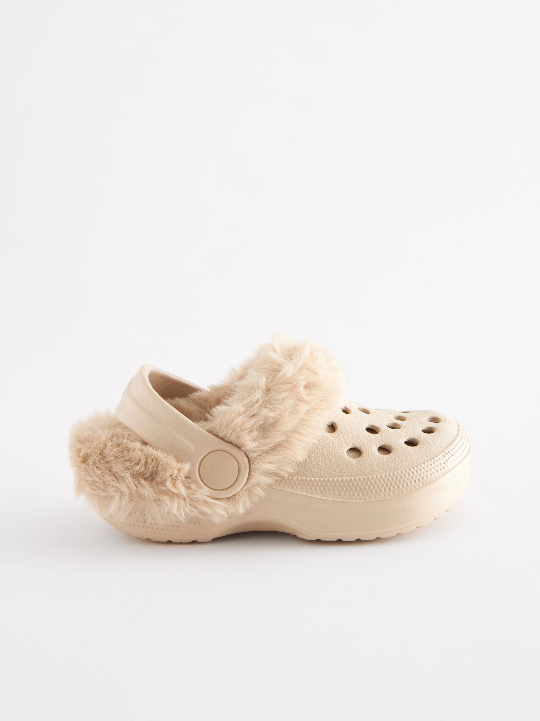 Neutraal beige - Pantoffelklompen met voering van imitatiebont