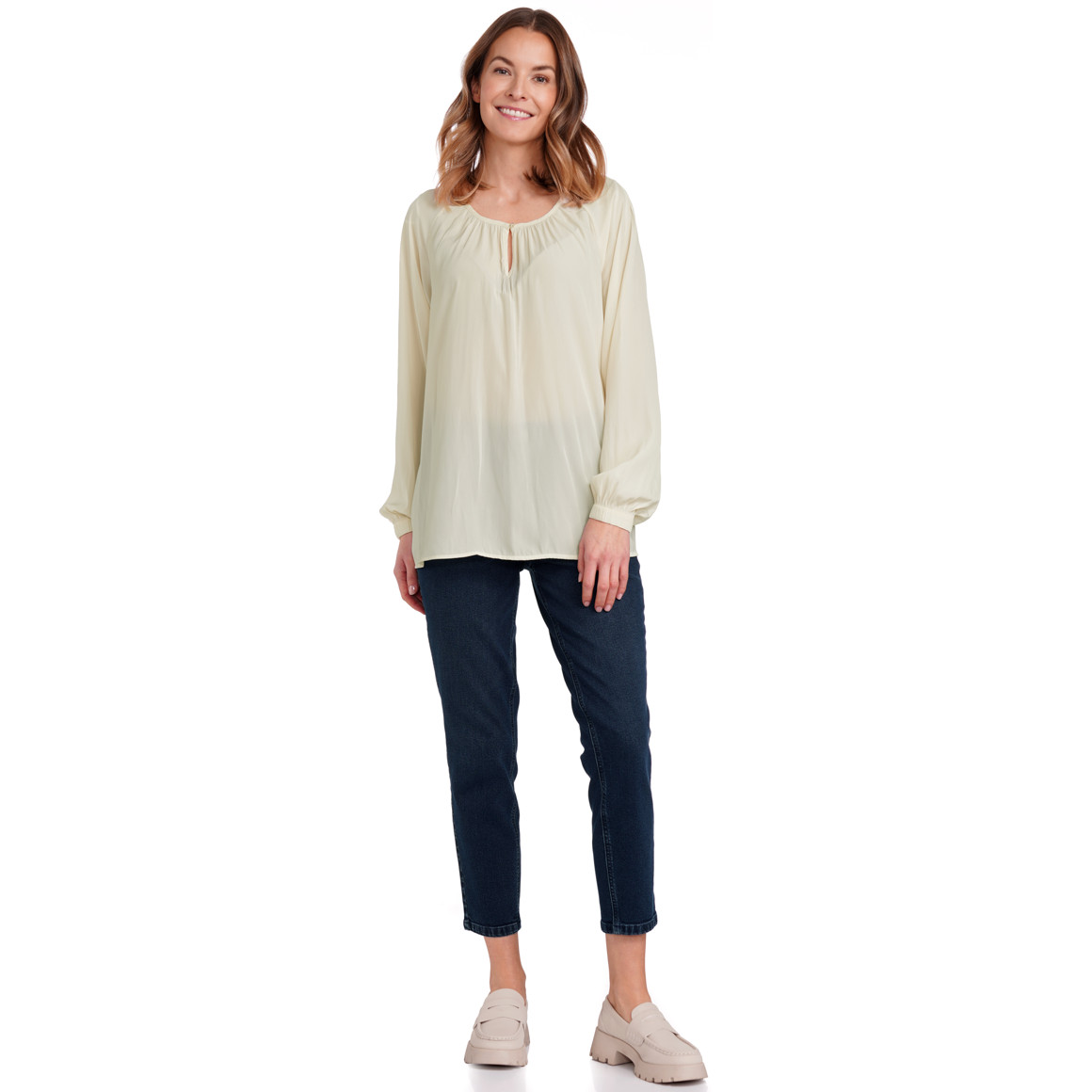 Gina Benotti Damen Bluse in Unifarben beige
