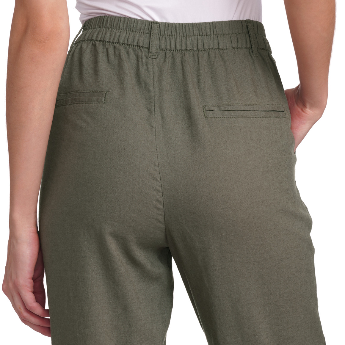 Gina Collection Damen Leinen-Jogpants in Unifarben oliv