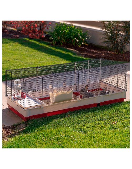 Ferplast Konijnenkooi Krolik 140 - Dierenverblijf - 142x60x50 cm Grijs Rood