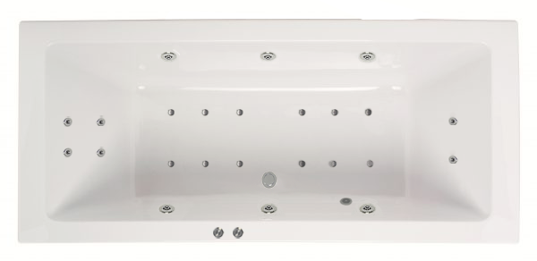 Lambini Designs Cube bubbelbad 190x90cm elektronisch 6 4 2 hydrojets en 12 aerojets RVS
