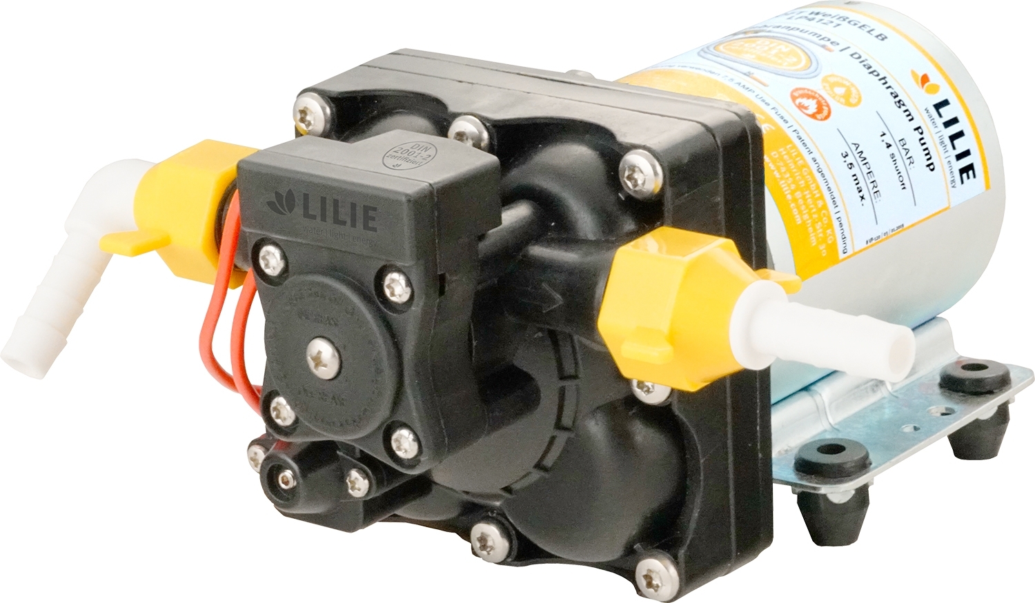 Lilie Soft Serie Pumpe WeißGELB mit Bypass-Steuerung 2,1 bar, 11,3L/min 24V