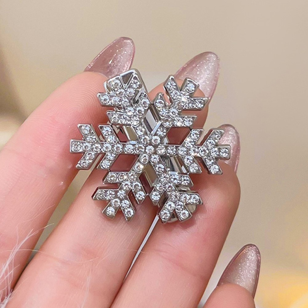 Haarspange Metall Haarklammer Haarschmuck Accessoire Schneeflocke - Silber