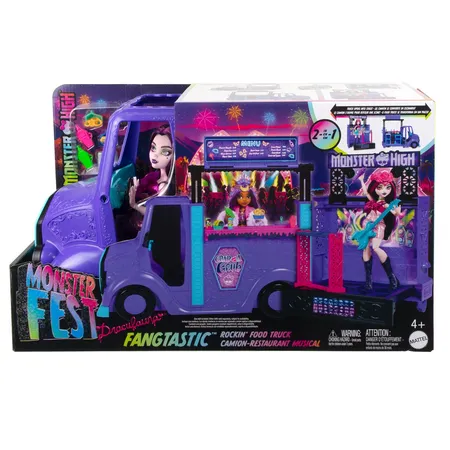 Mattel Monster High Draculaura Puppe und Vamptastischer Rockiger Food-Truck-Spielset