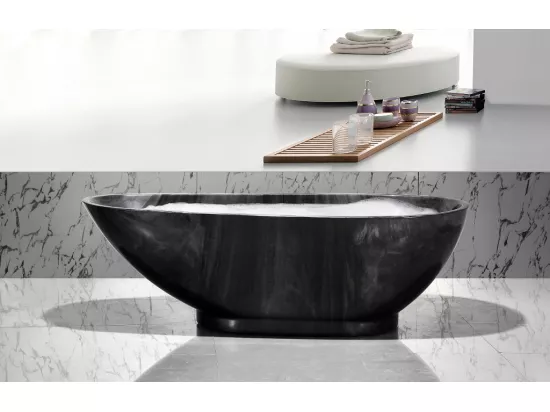Baignoire îlot MARBELA - 190 L - 180*85*58cm - Effet Marbre - Noir