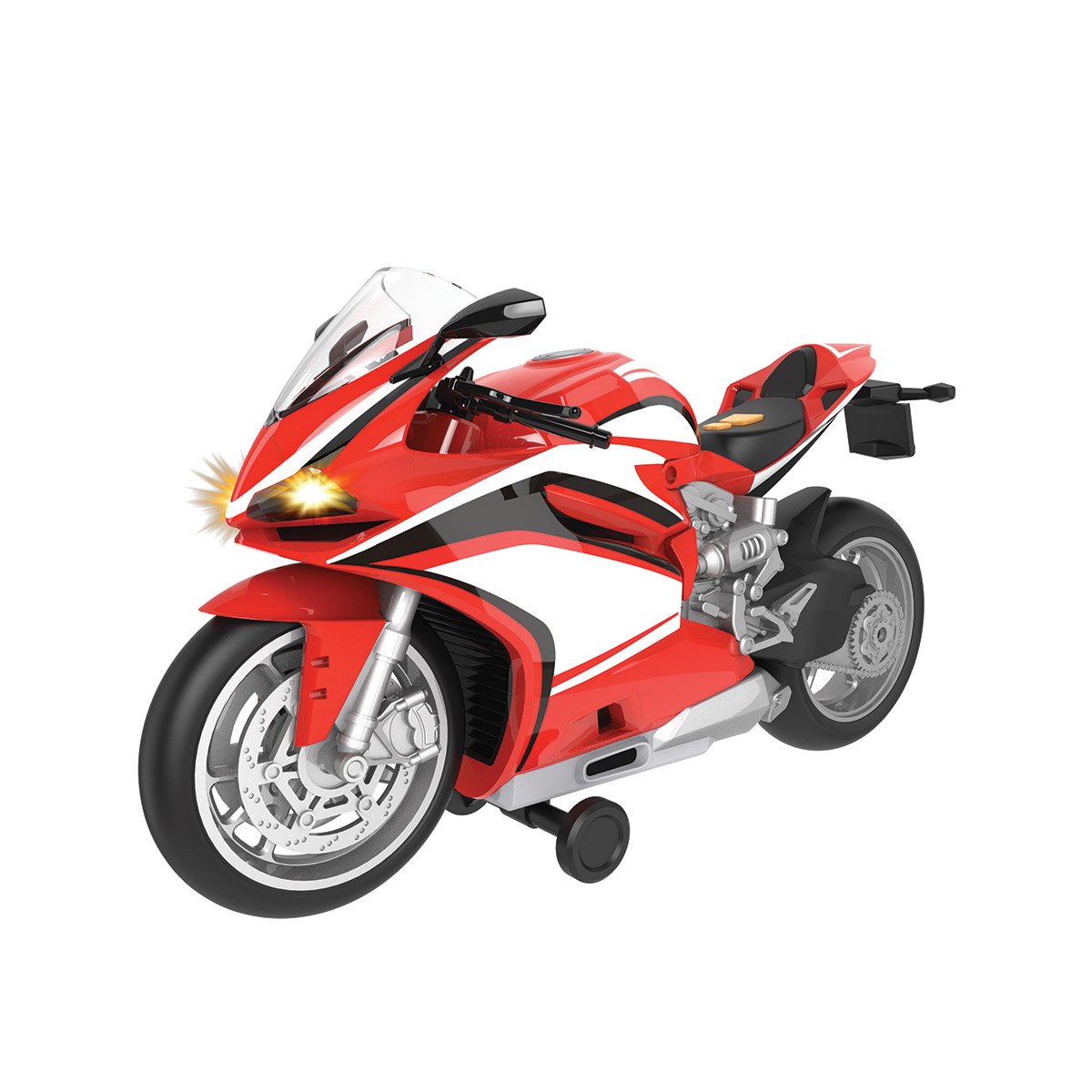 Moto rouge sonore et lumineuse