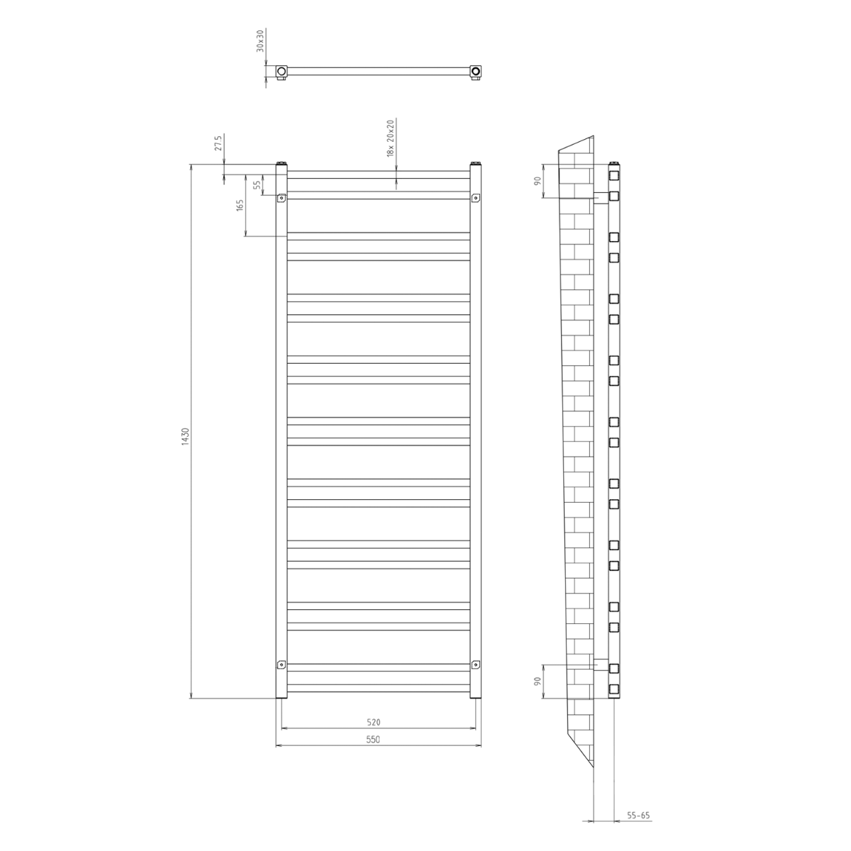 Sapho Metro Dos handdoekradiator 55x143cm chroom