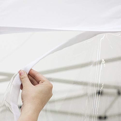 Vispronet® Faltpavillon Eco 3x3 m ✓ 1 Zeltwand (transparent) ✓ Scherengittersystem ✓ inkl. Dach mit Volant (Weiß)