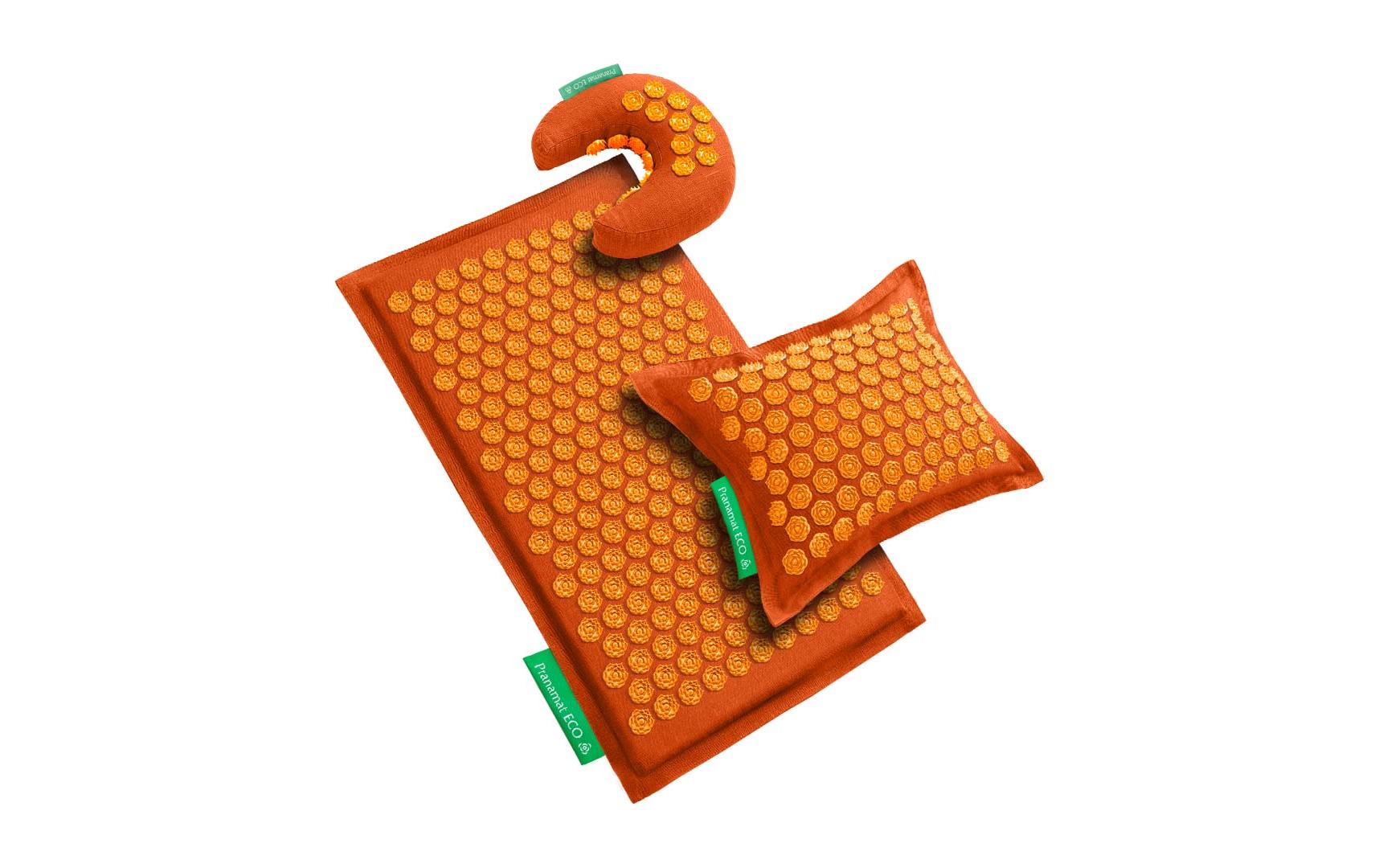 Massage Set Nackenkissen Orange<br>Massage-Set – Nackenkissen, Matte und Kissen