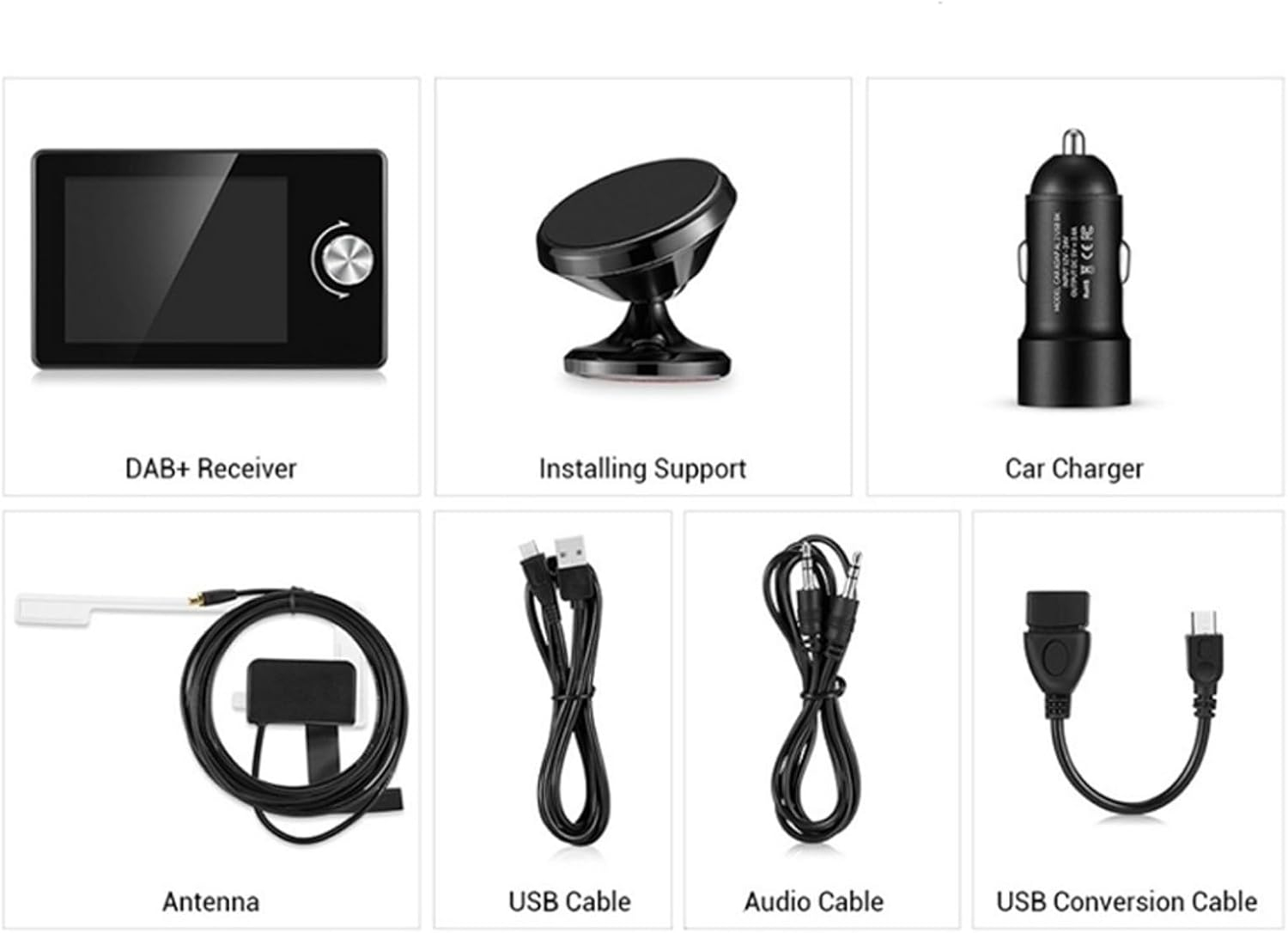 (92x57mm) Digitales Auto Radio DAB  / FM Audio Transmitter mit 3.5mm Klinke AUX / MP3 Player   2.8