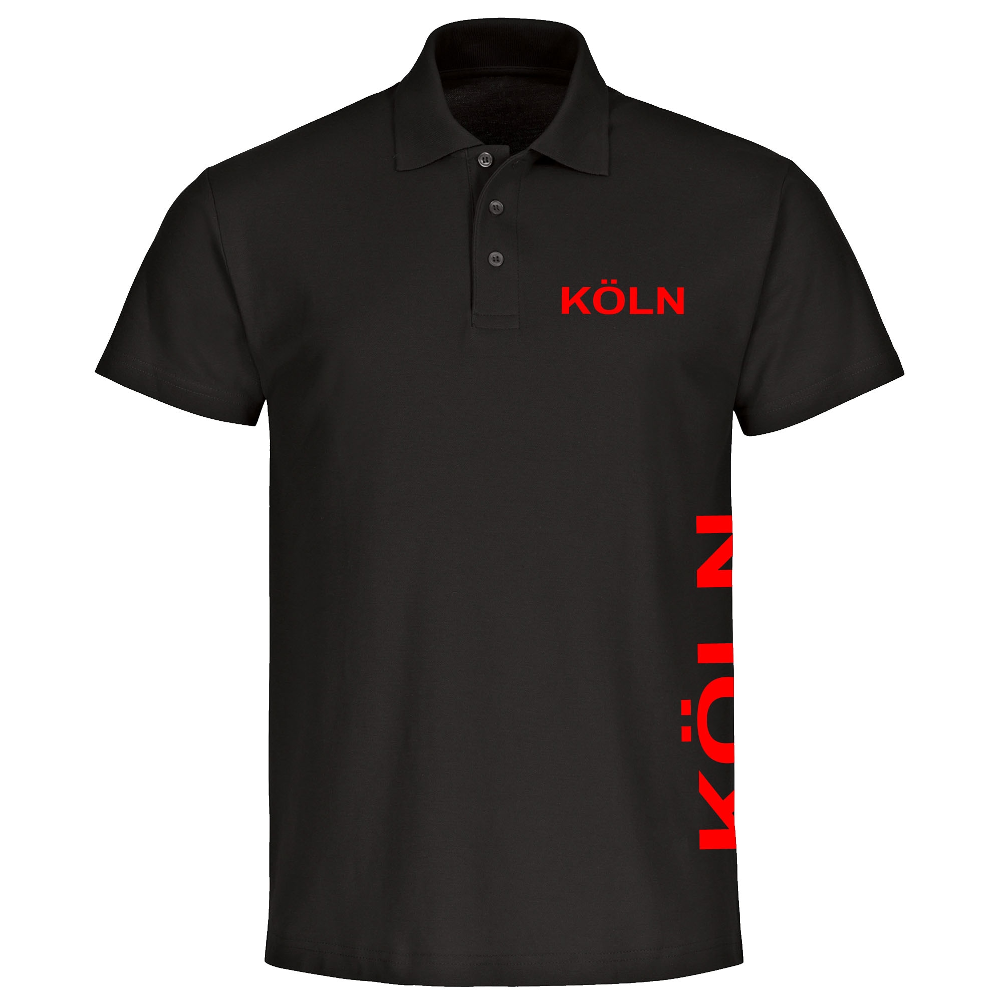 multifanshop® Poloshirt - Köln - Brust & Seite - Druck rot