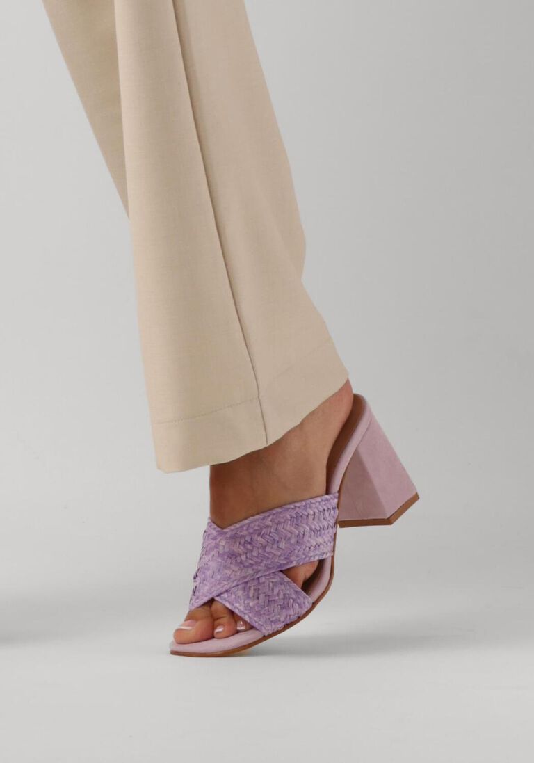 paarse lina locchi muiltjes raffia kruisslipper hh