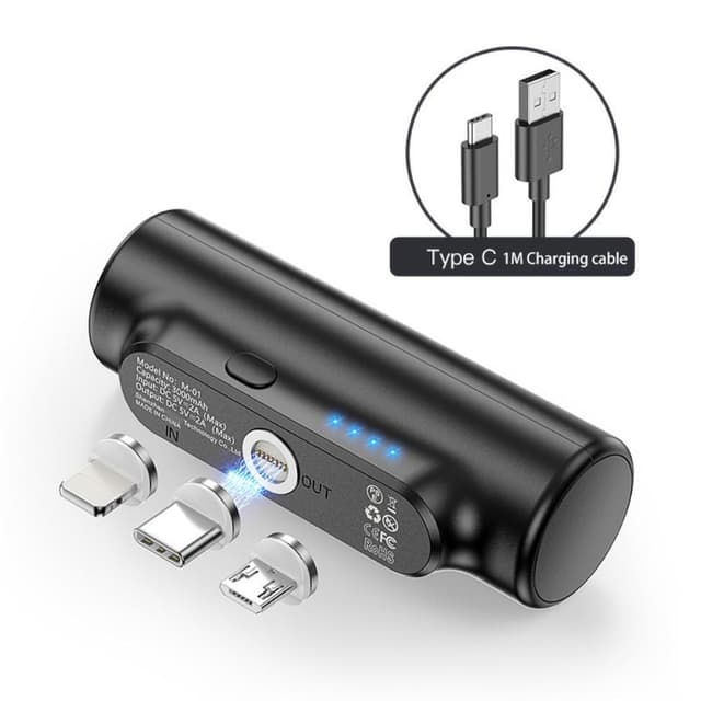 3000mAh Power Bank med 3 magnetiske adaptere